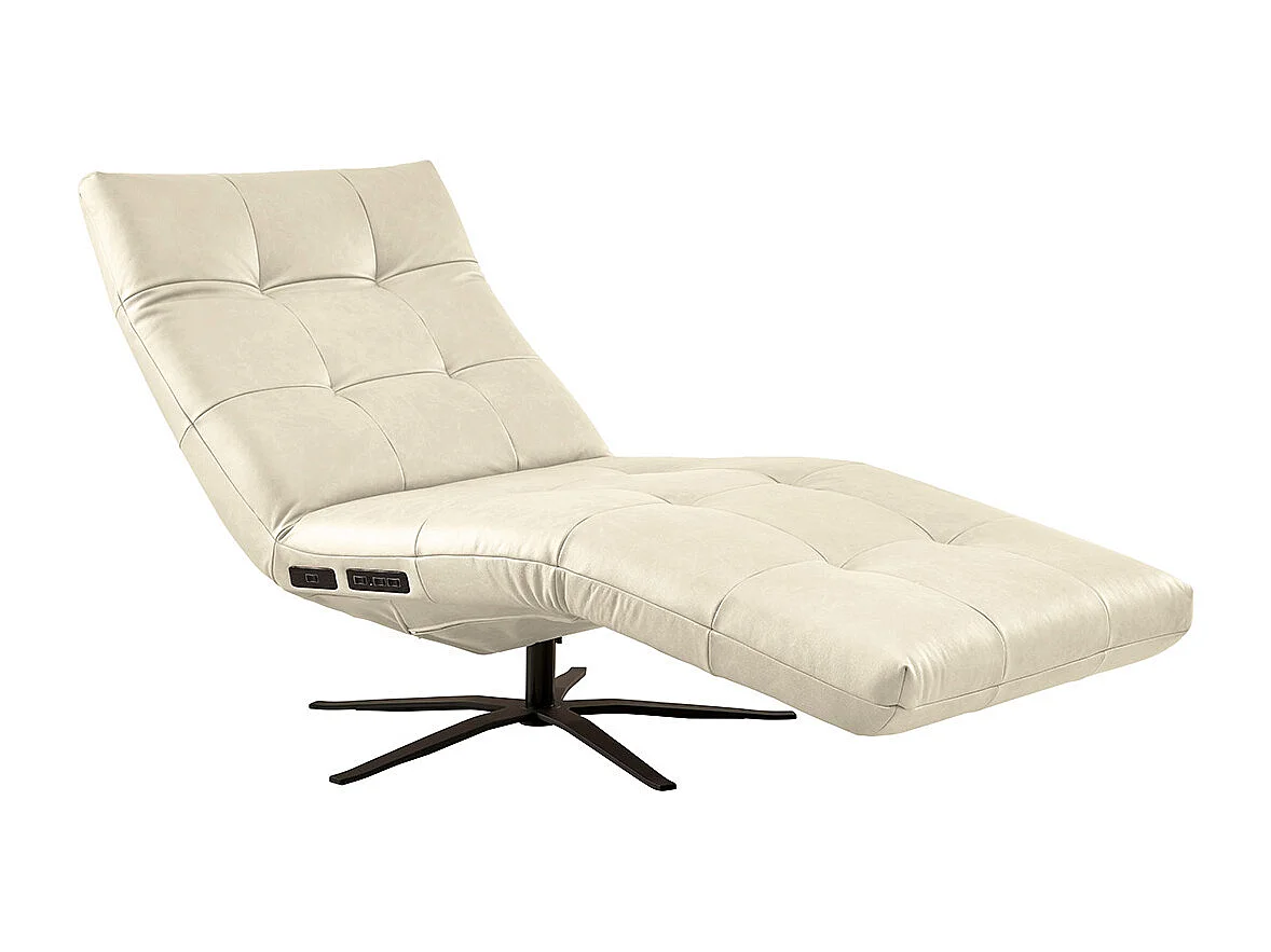 Chaise longue - bianco pelle - LETICIA
