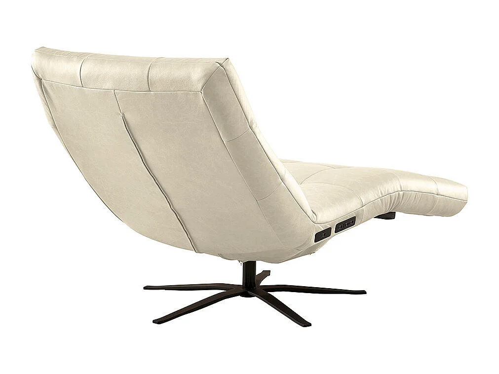 Chaise longue - bianco pelle - LETICIA