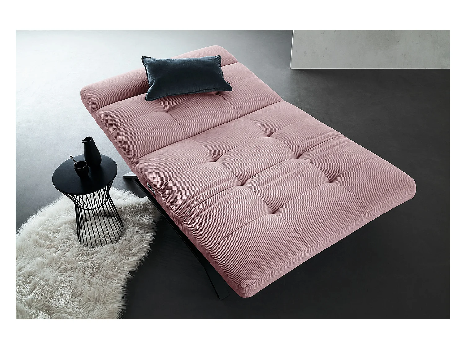 Chaise longue - Rose Velours côtelé - AMERIVA