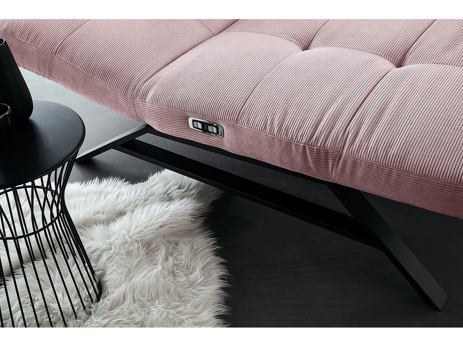 Chaise longue - Rose Velours côtelé - AMERIVA