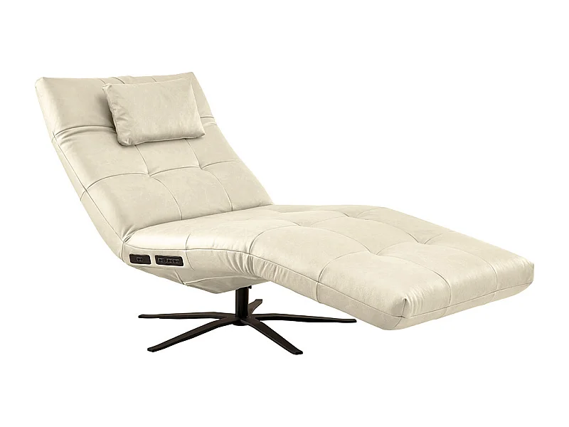 Relaxliege - Weiß Leder - LETICIA