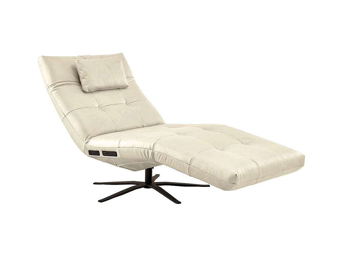 Chaise longue - blanc cuir - LETICIA