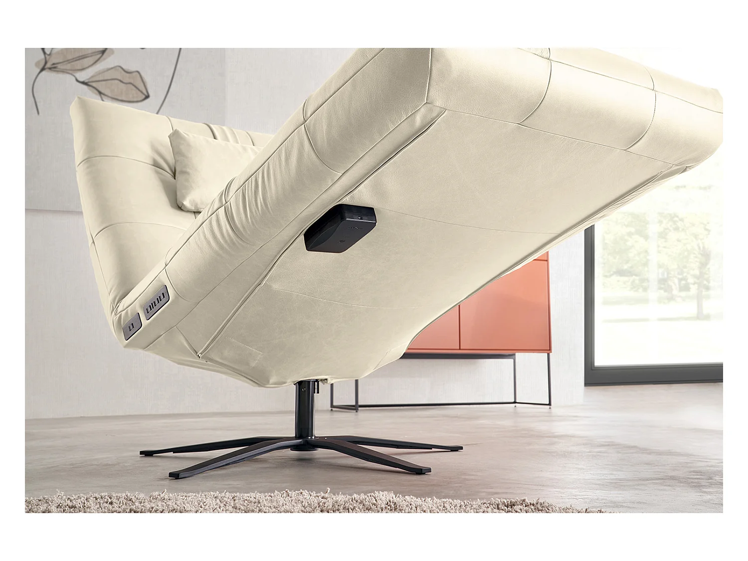 Chaise longue - blanc cuir - LETICIA