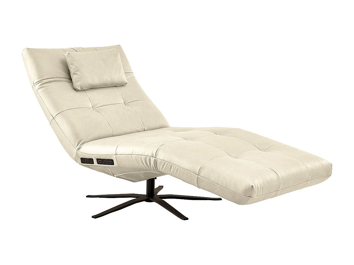 Chaise longue - bianco pelle - LETICIA