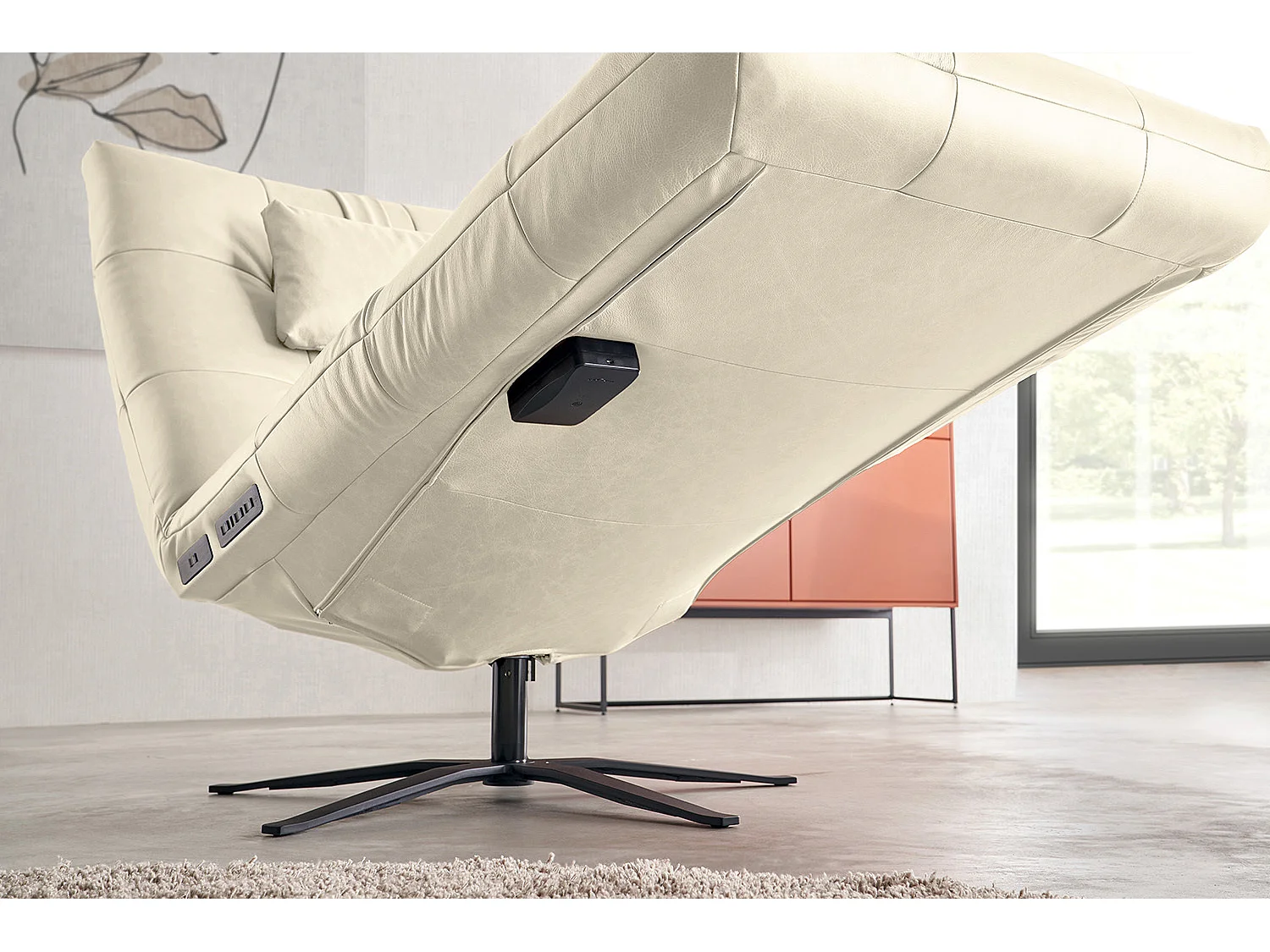 Chaise longue - bianco pelle - LETICIA