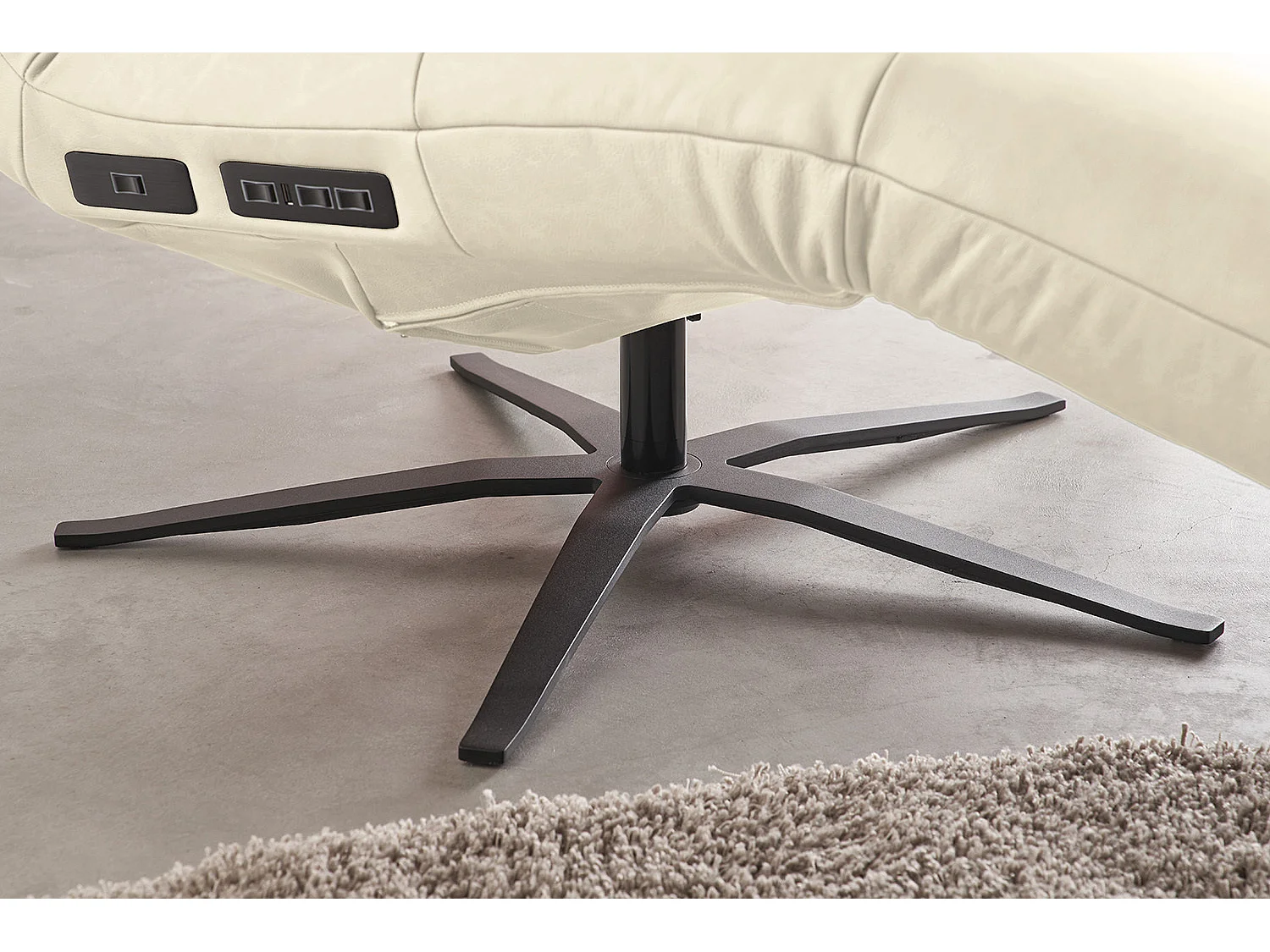 Chaise longue - bianco pelle - LETICIA