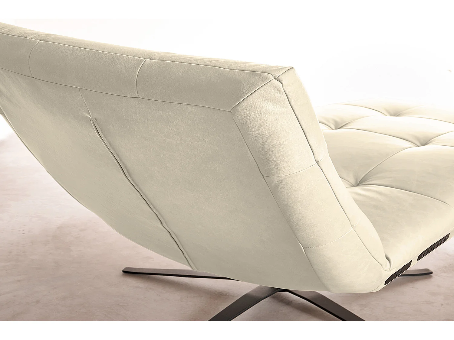Chaise longue - bianco pelle - LETICIA
