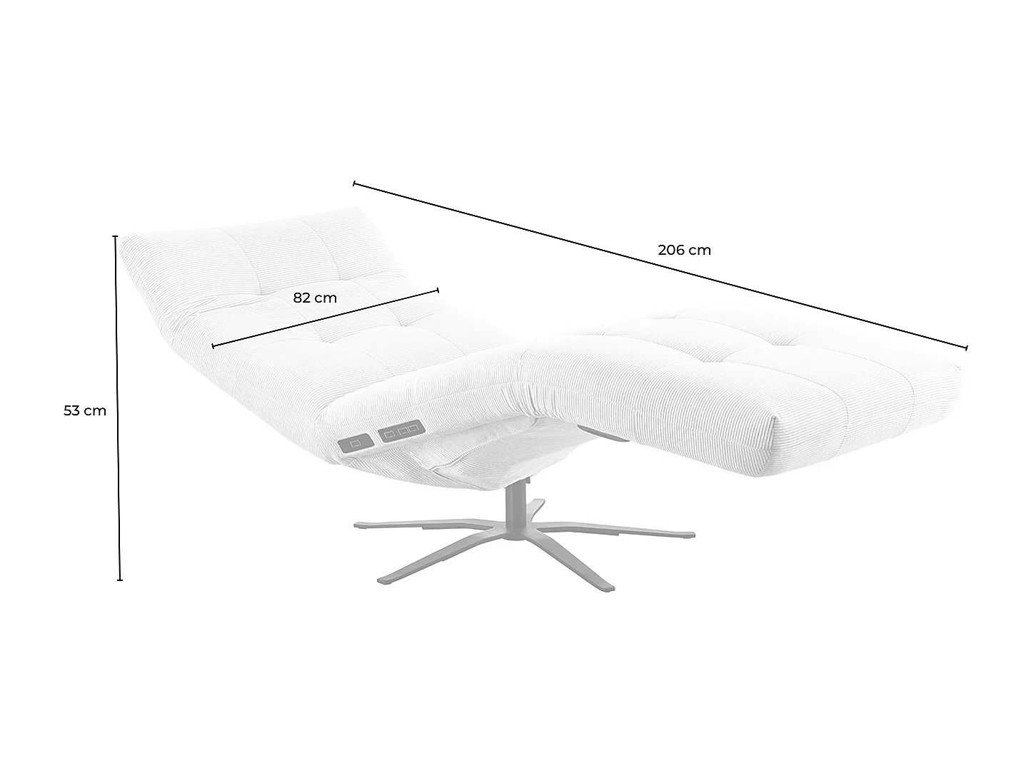 Chaise longue - blanco piel - LETICIA