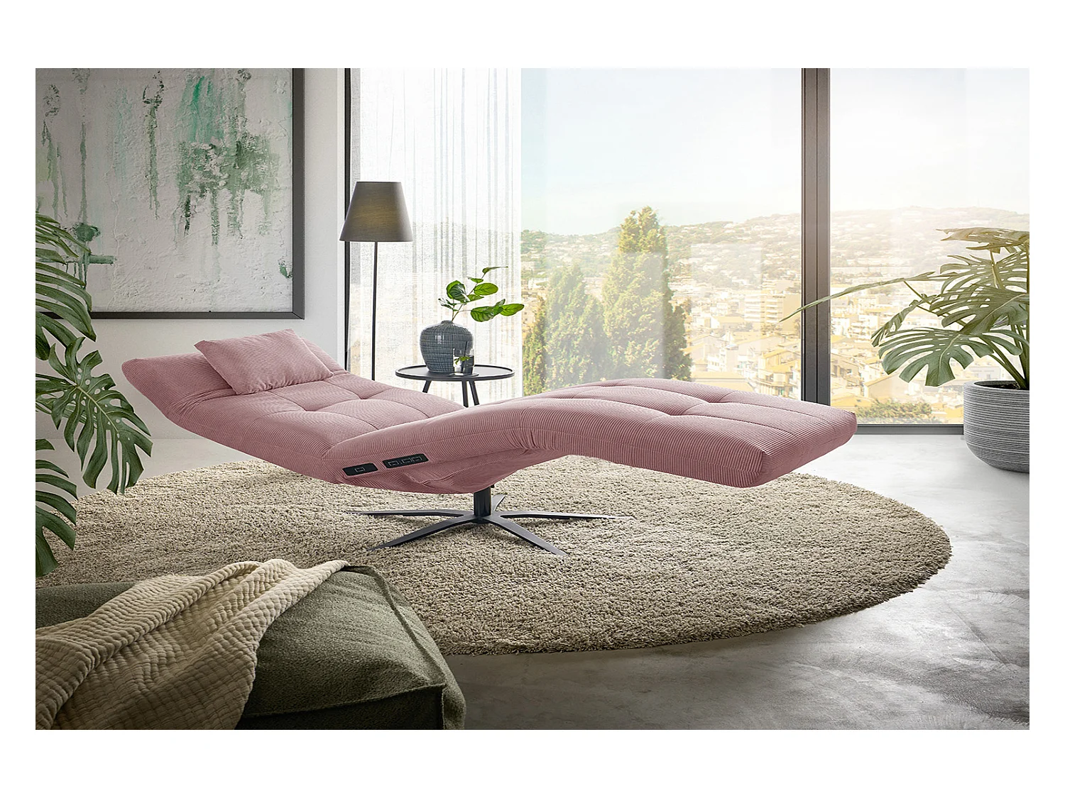 Relaxligstoel - Roze Koord - LETICIA