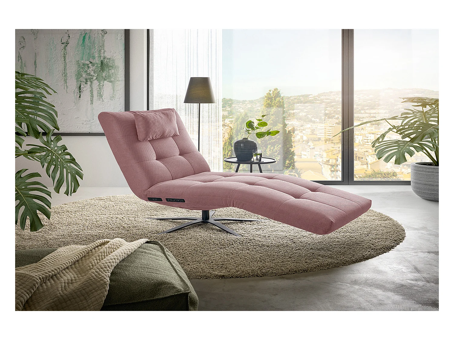 Relaxligstoel - Roze Koord - LETICIA