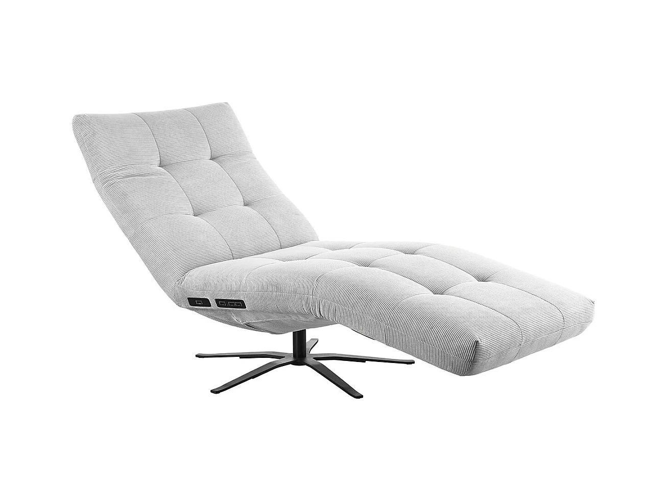 Chaise longue - argent Velours côtelé - LETICIA