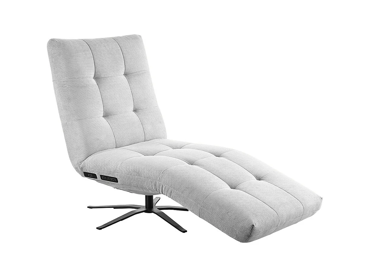 Chaise longue - argent Velours côtelé - LETICIA