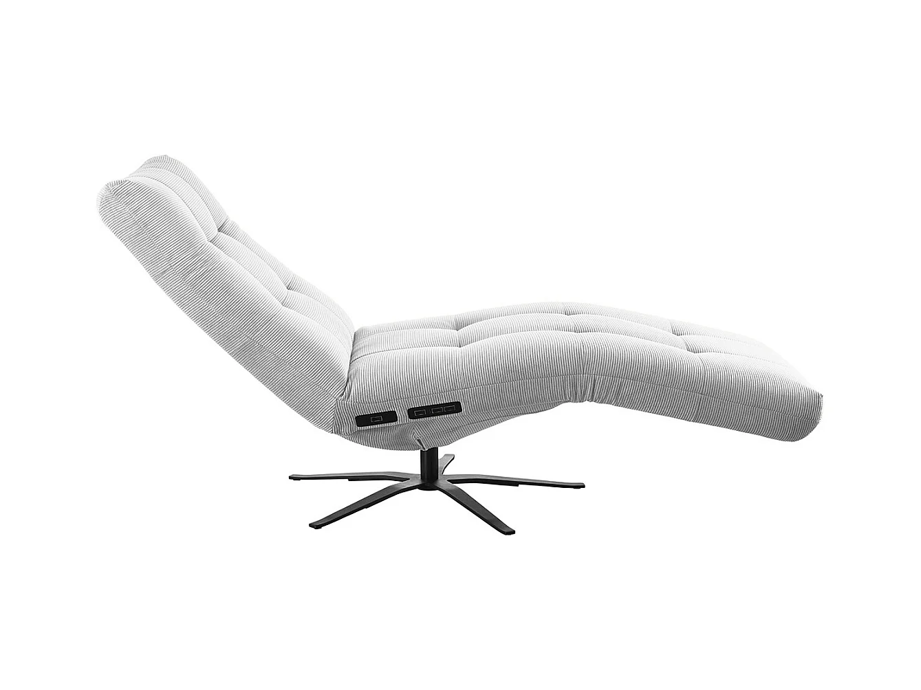 Chaise longue - argent Velours côtelé - LETICIA