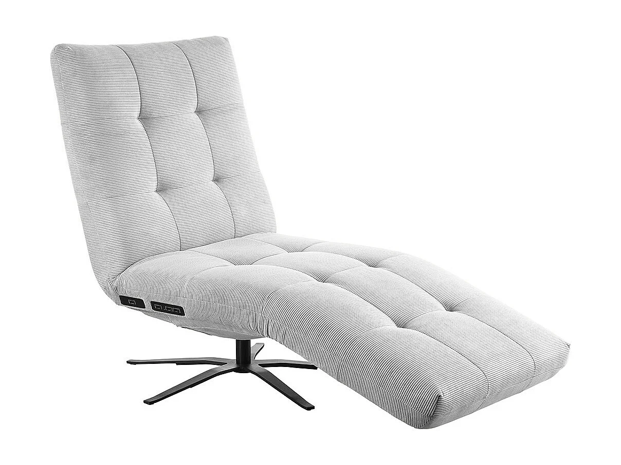 Chaise longue - argent Velours côtelé - LETICIA