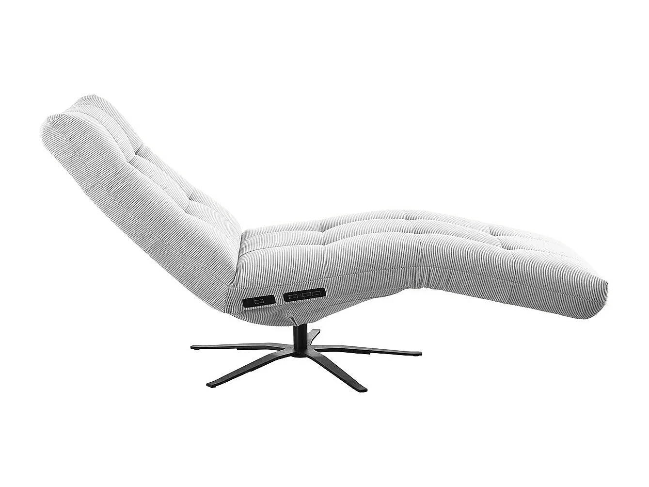Chaise longue - argent Velours côtelé - LETICIA