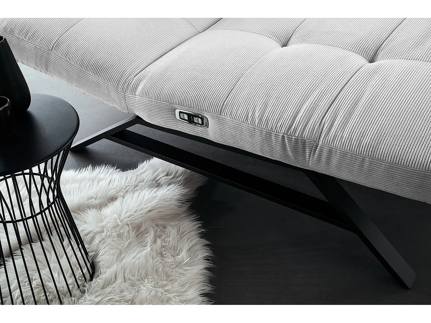 Chaise longue - blanc Velours côtelé - AMERIVA