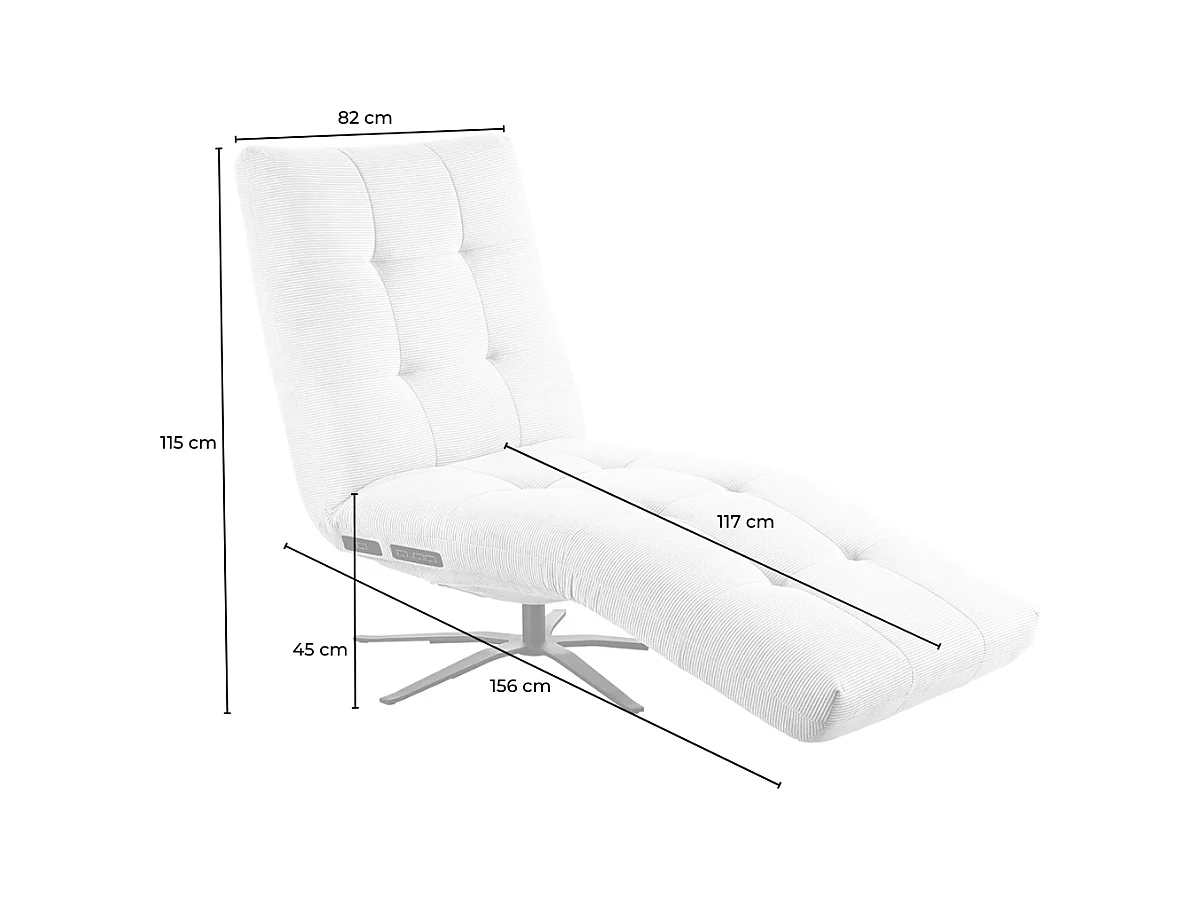 Relaxligstoel - Beige Koord - LETICIA