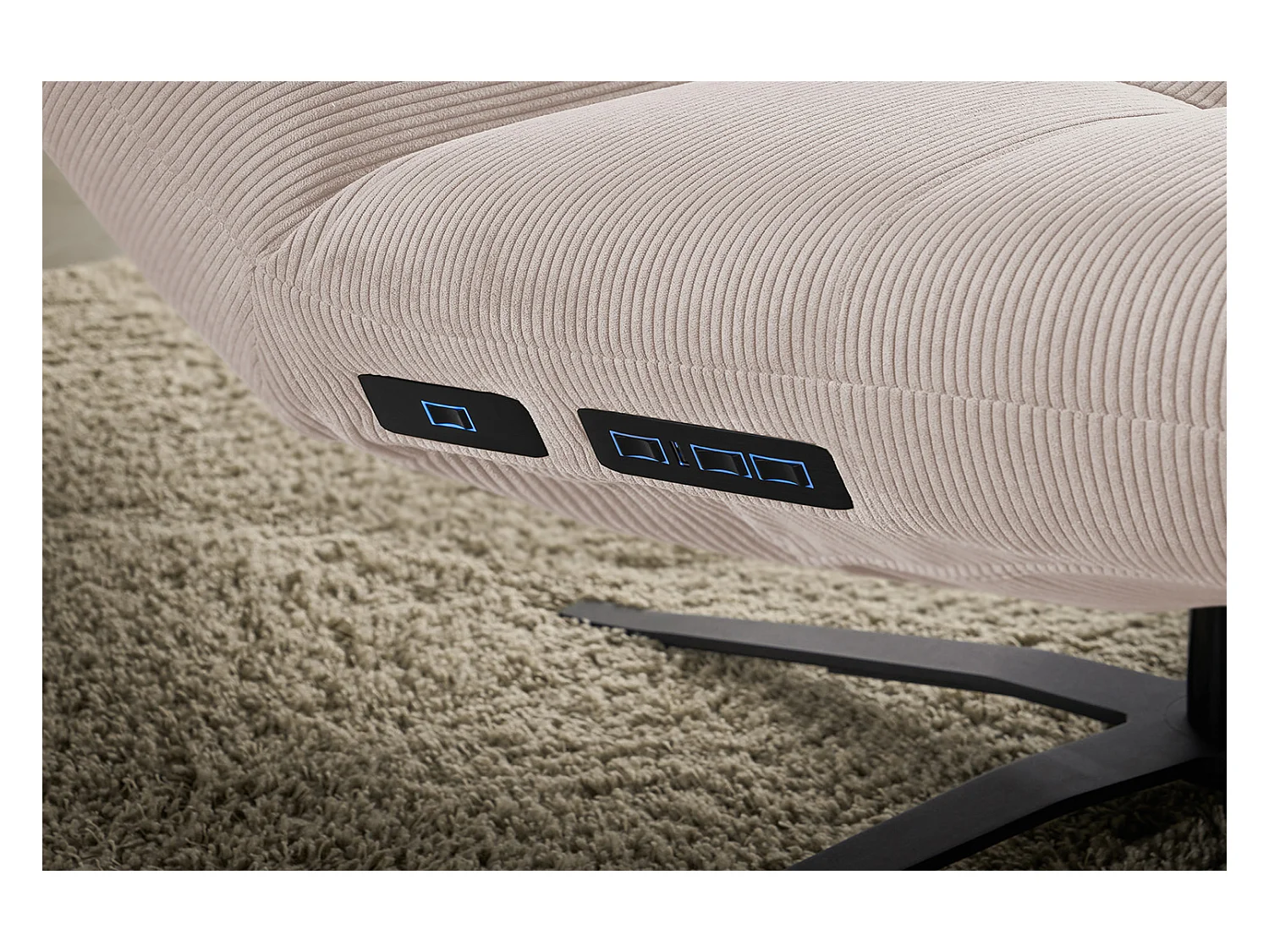 Relaxligstoel - Beige Koord - LETICIA