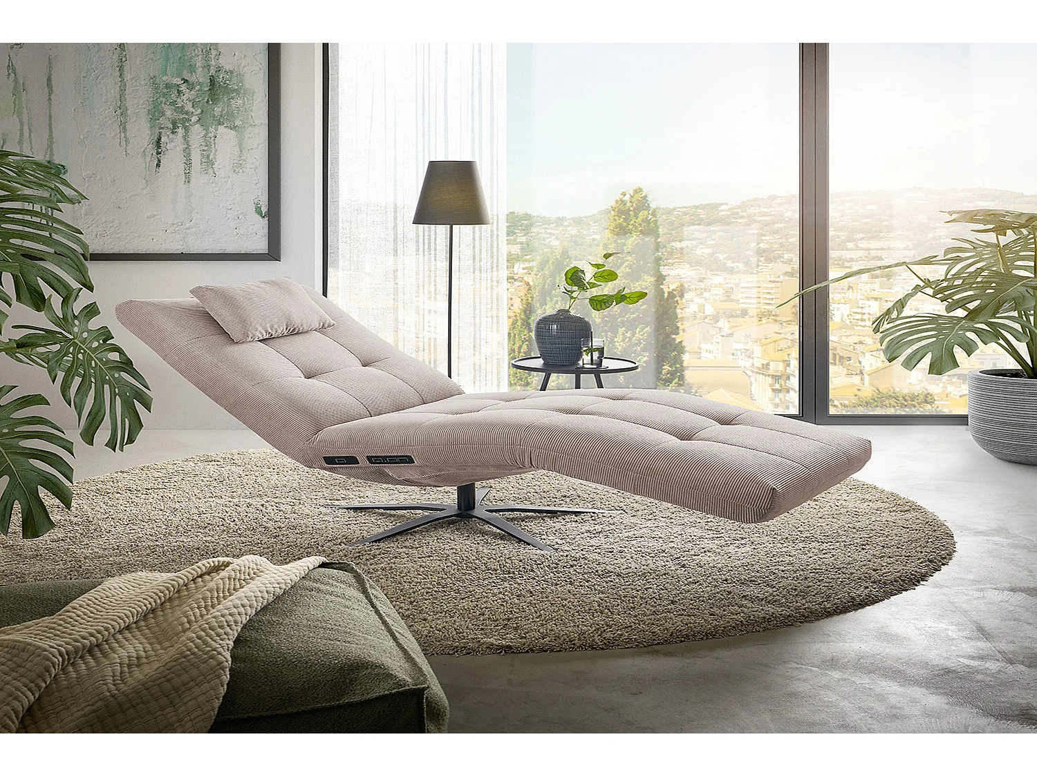 Chaise longue - beige Velluto a coste - LETICIA