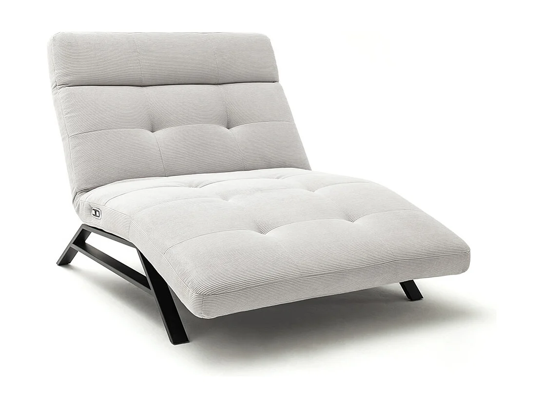 Chaise longue - argent Velours côtelé - AMERIVA