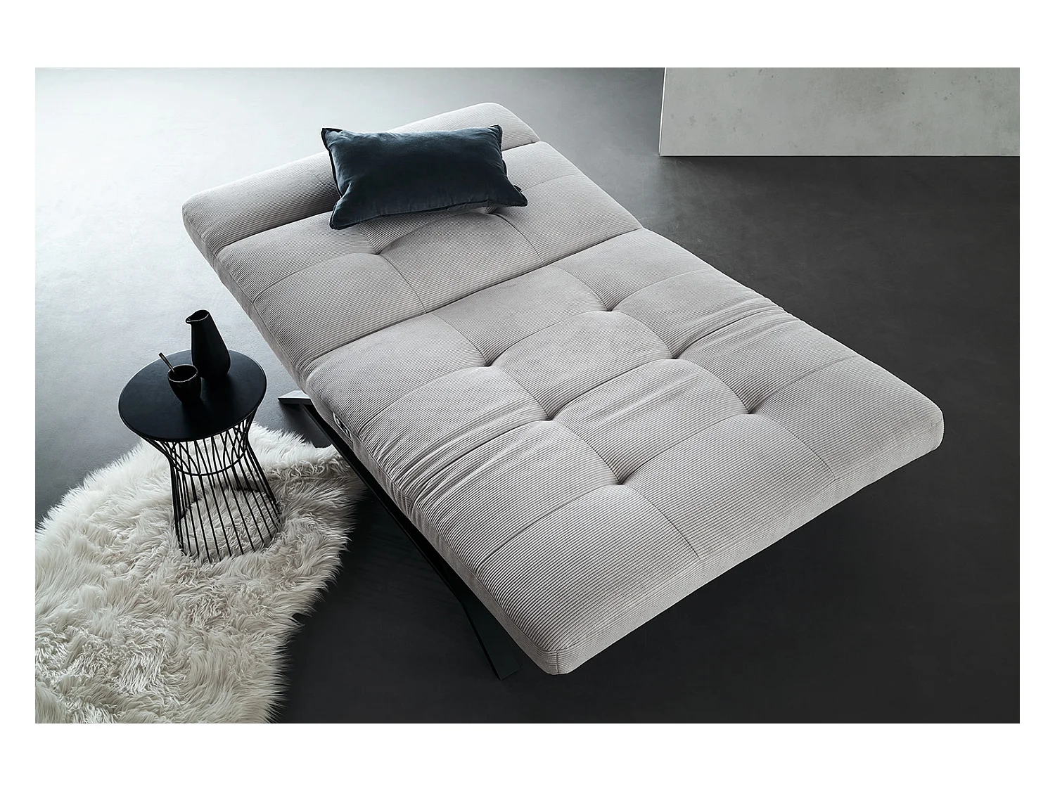 Chaise longue - argent Velours côtelé - AMERIVA