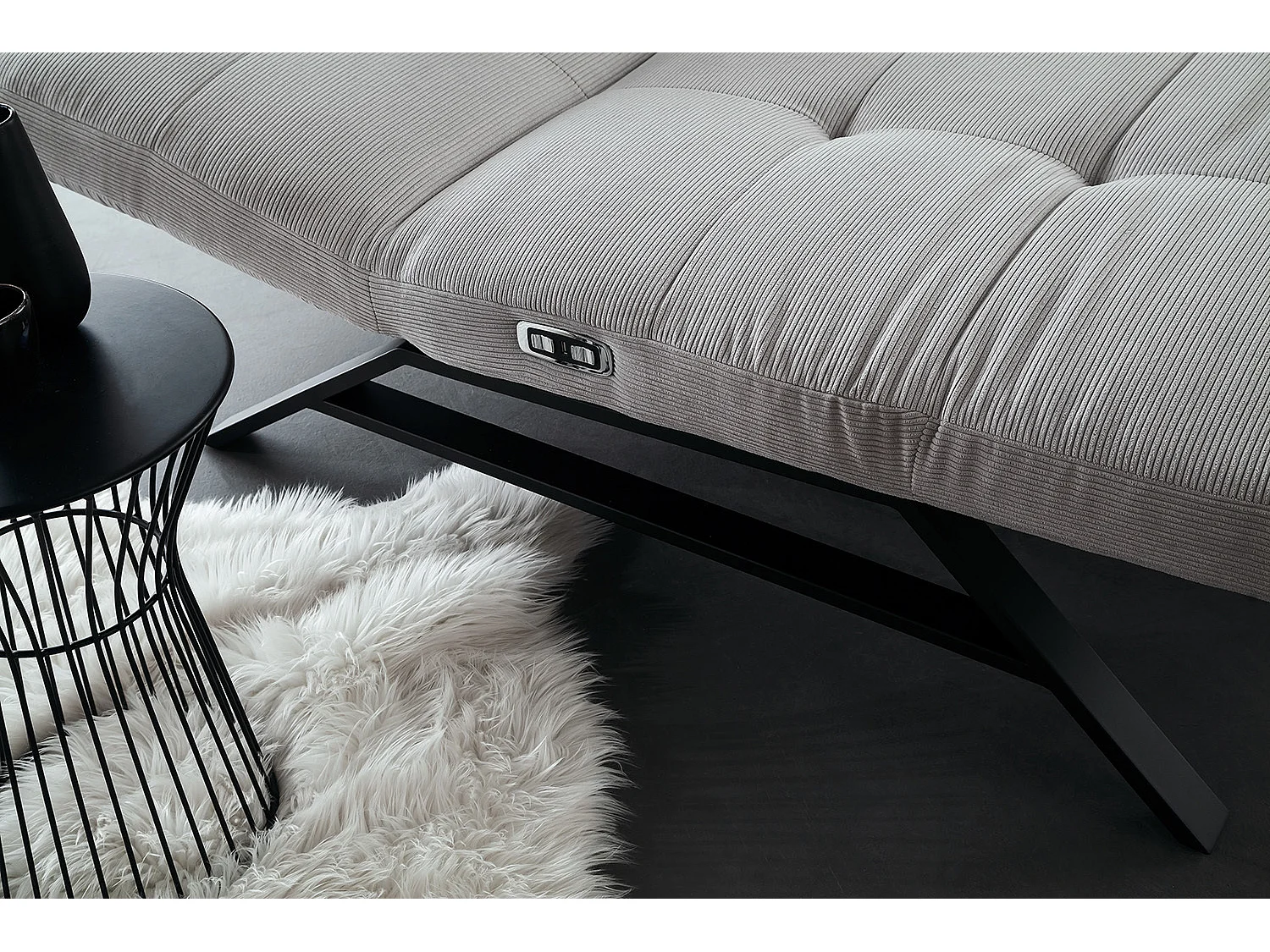 Chaise longue - argent Velours côtelé - AMERIVA