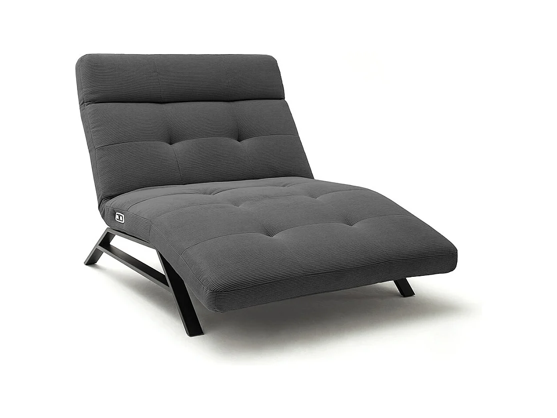 Chaise longue - anthracite Velours côtelé - AMERIVA