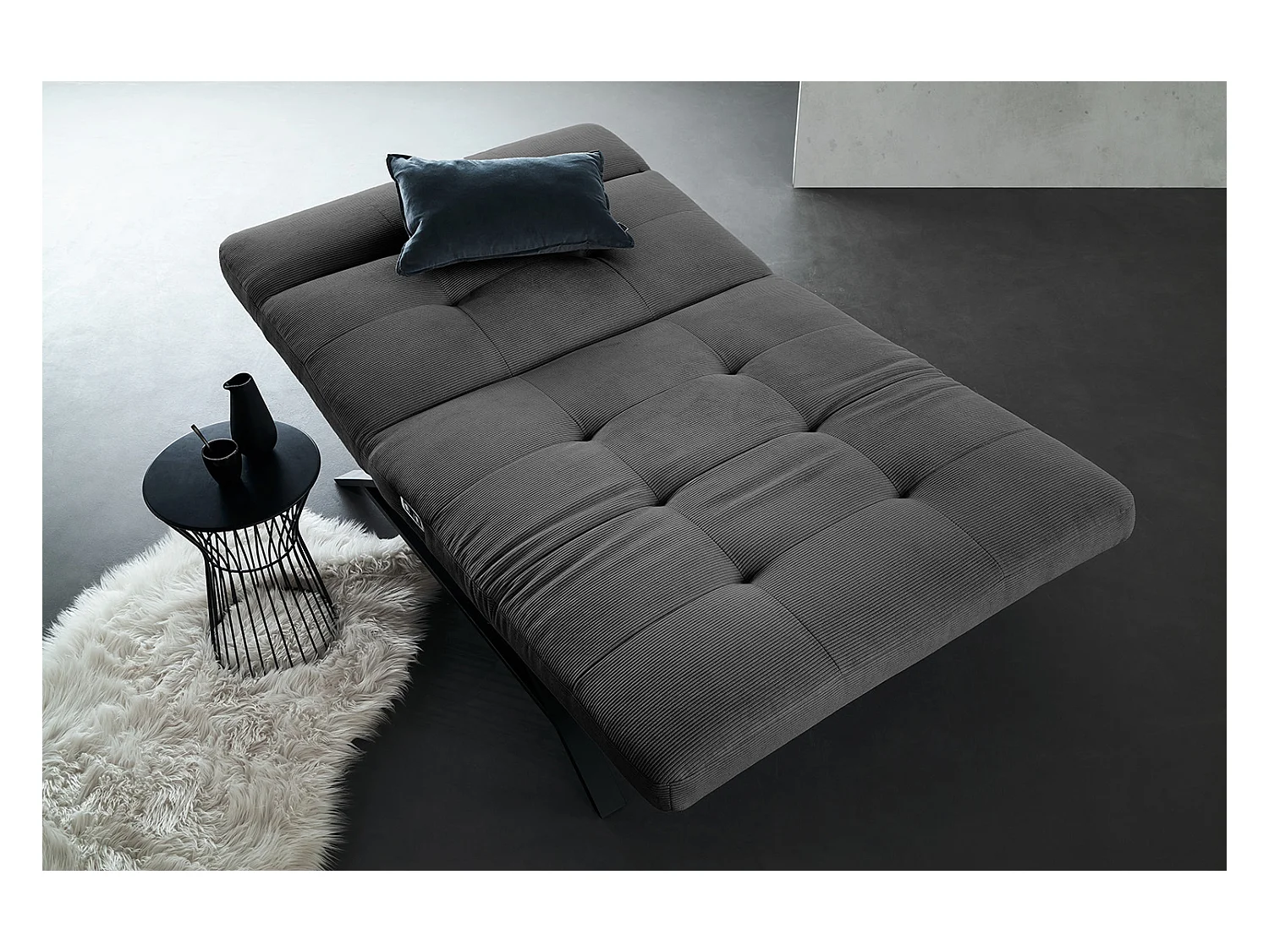 Chaise longue - anthracite Velours côtelé - AMERIVA