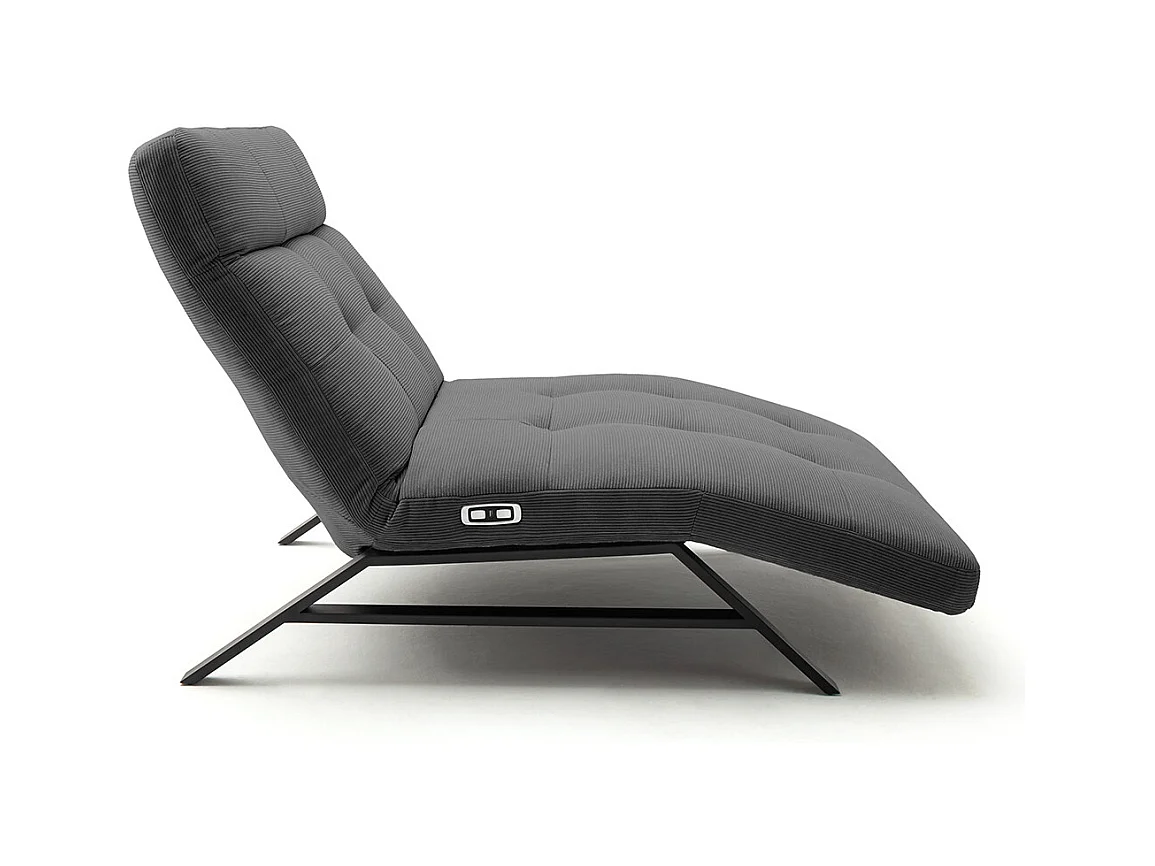 Chaise longue - anthracite Velours côtelé - AMERIVA