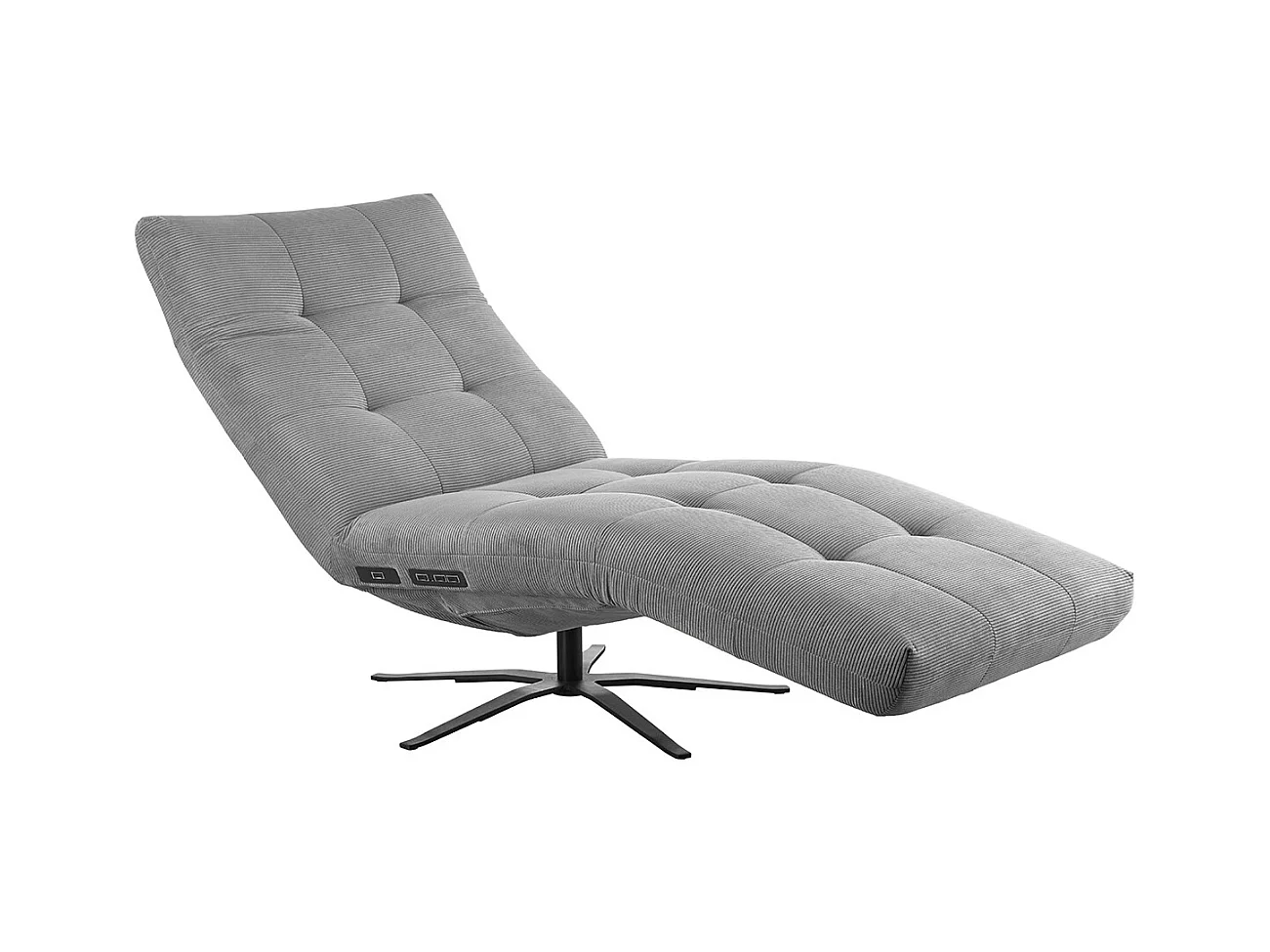 Chaise longue - Gris Velours côtelé - LETICIA