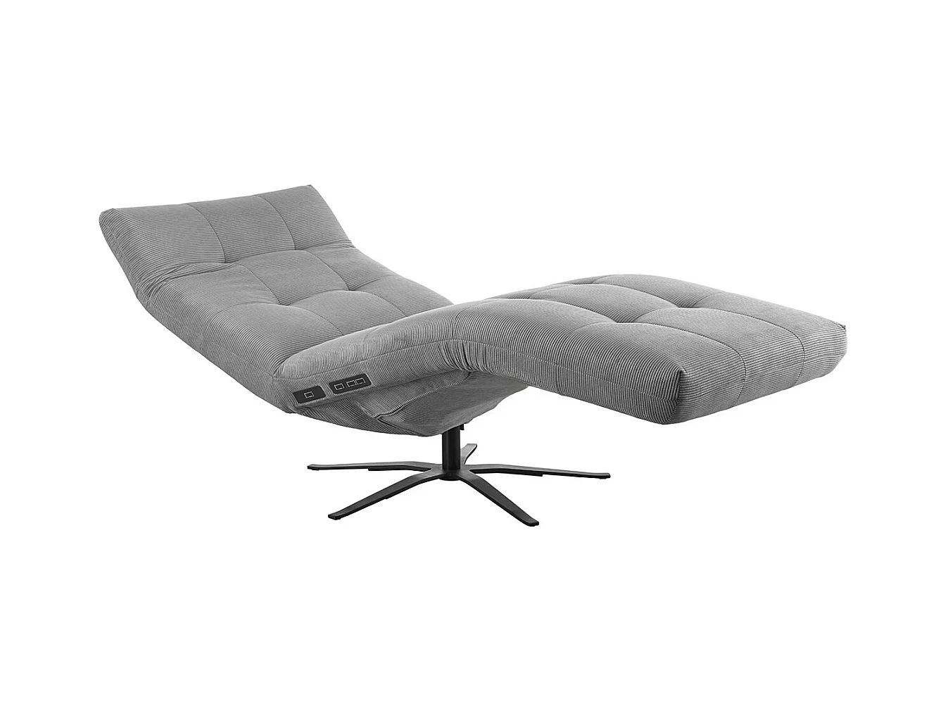 Chaise longue - Gris Velours côtelé - LETICIA