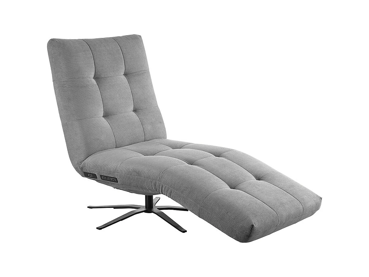 Chaise longue - Gris Velours côtelé - LETICIA