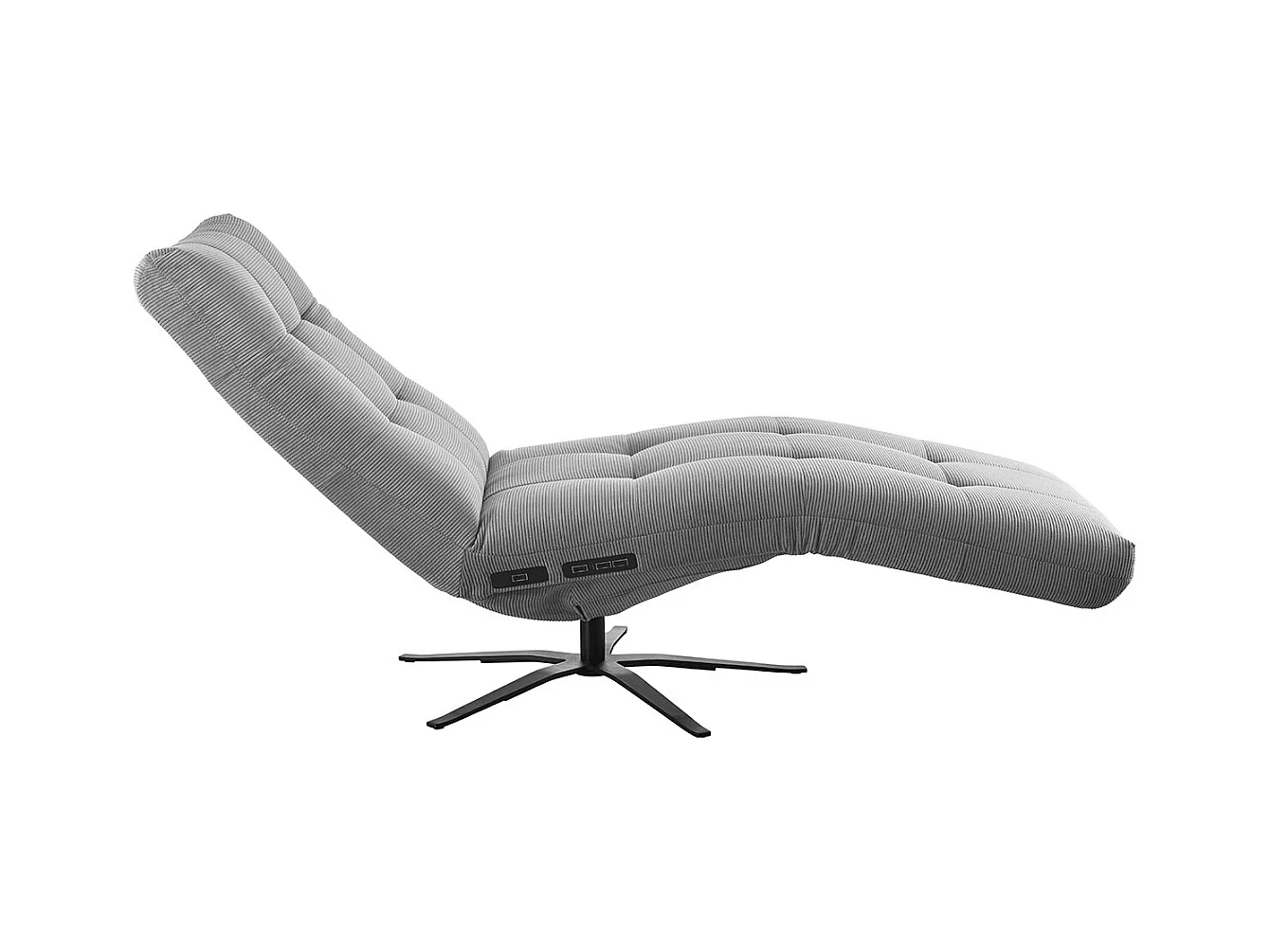 Chaise longue - Gris Velours côtelé - LETICIA