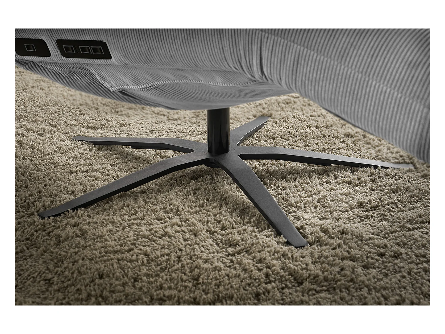 Chaise longue - Gris Velours côtelé - LETICIA