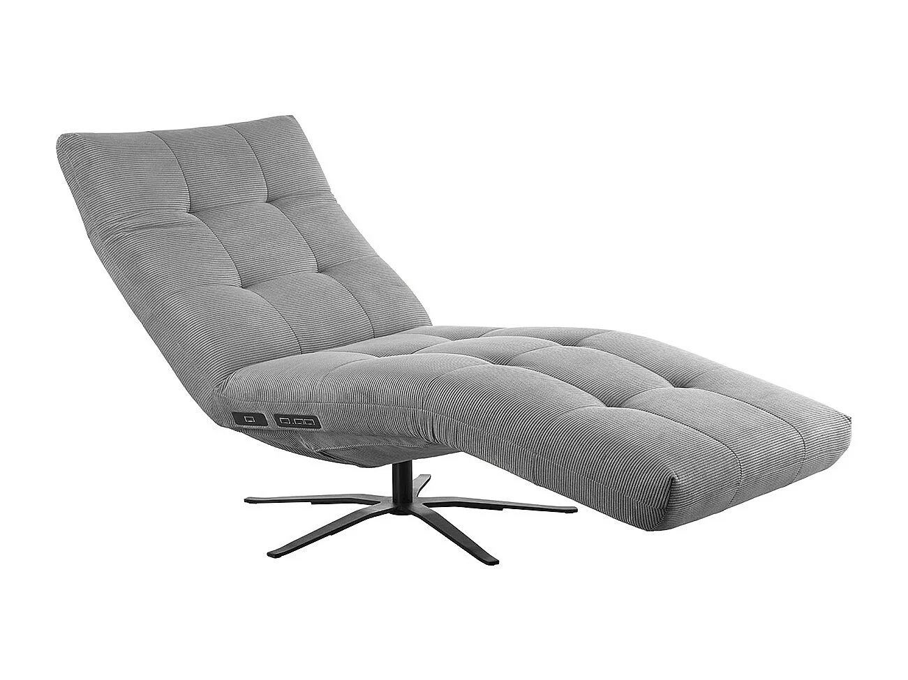 Chaise longue - Gris Velours côtelé - LETICIA