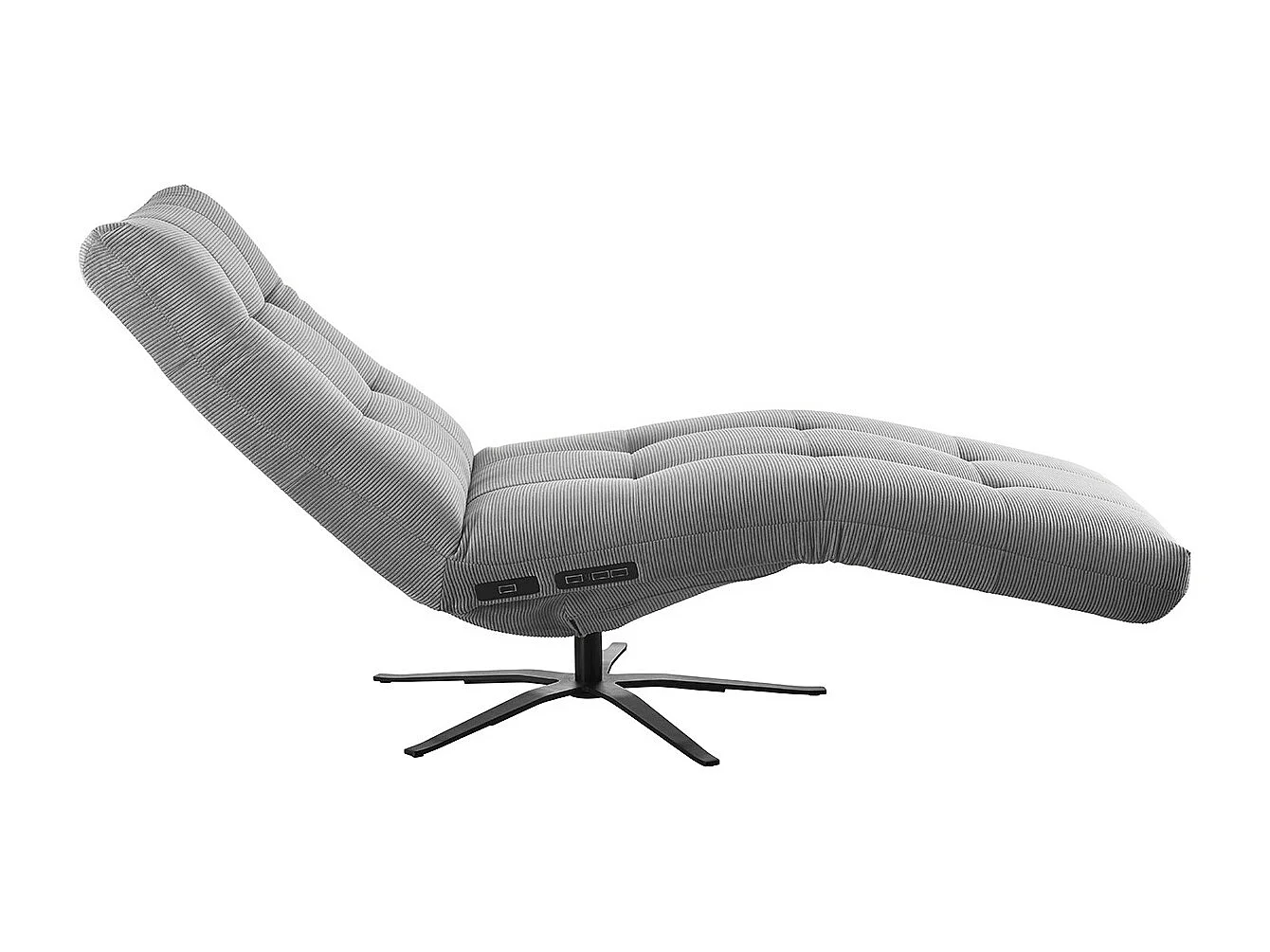 Chaise longue - Gris Velours côtelé - LETICIA