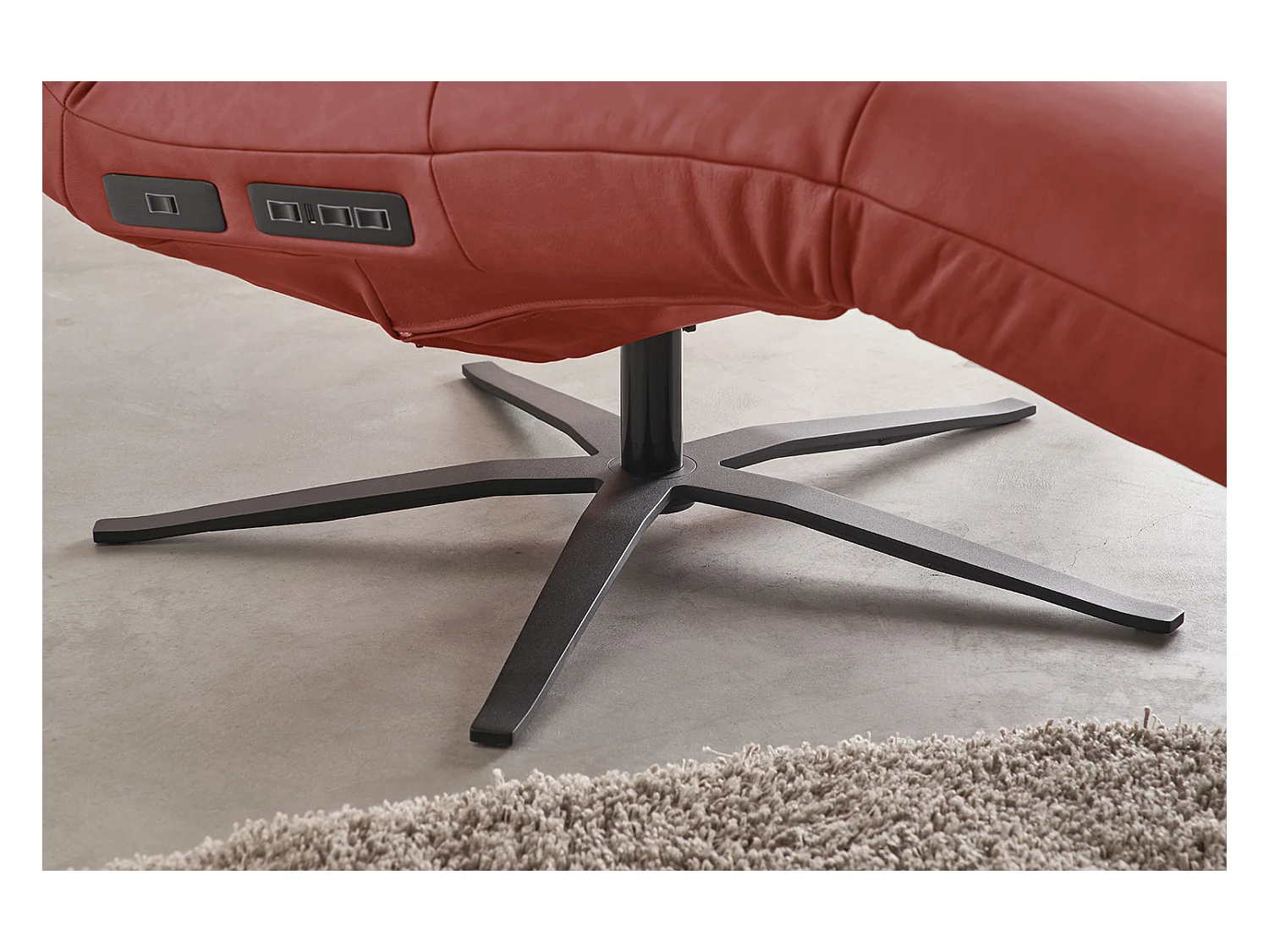 Chaise longue - Rouge cuir - LETICIA