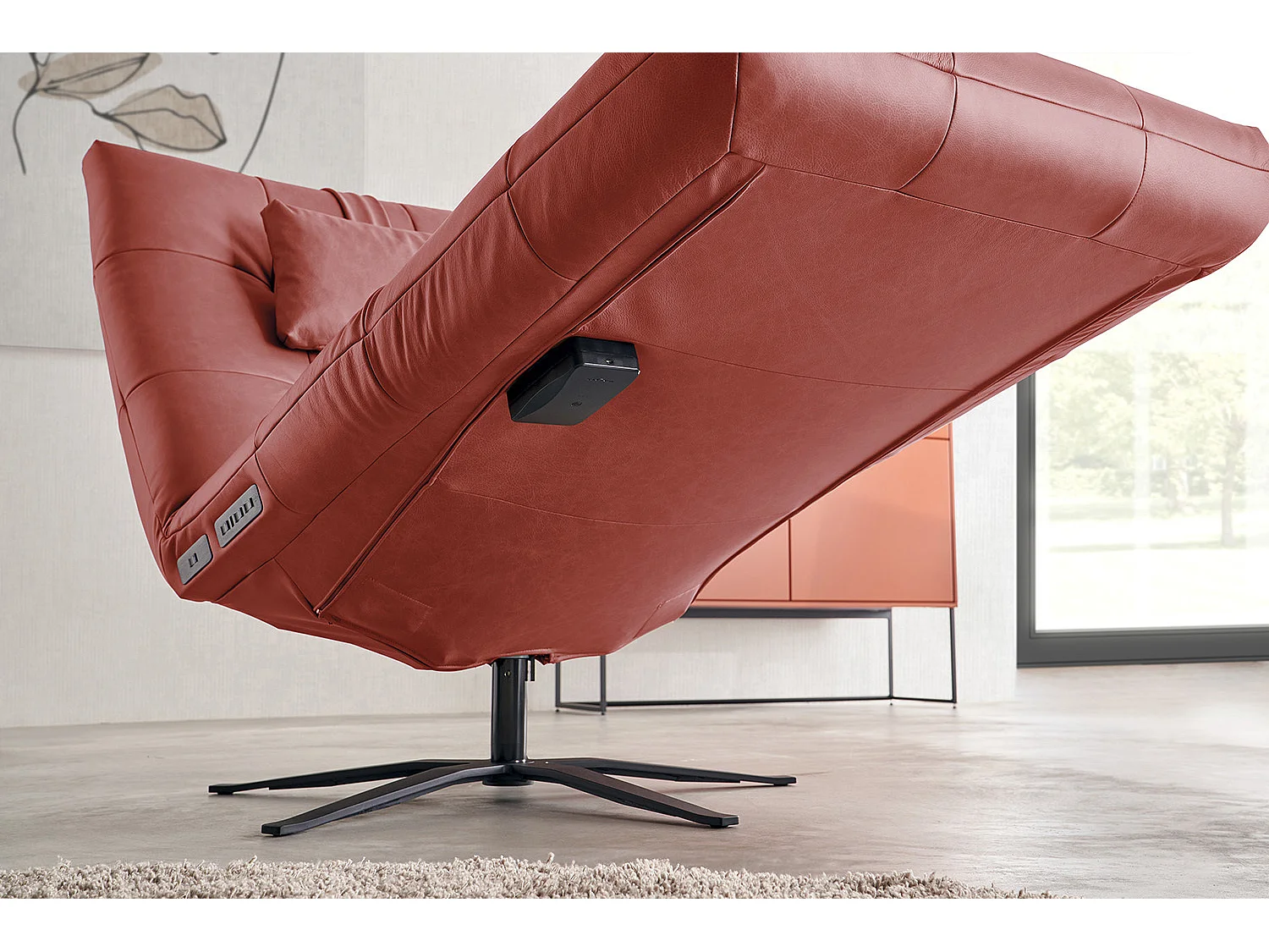 Relaxliege - Rot Leder - LETICIA