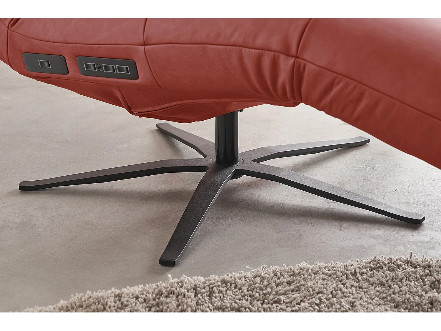 Relaxliege - Rot Leder - LETICIA