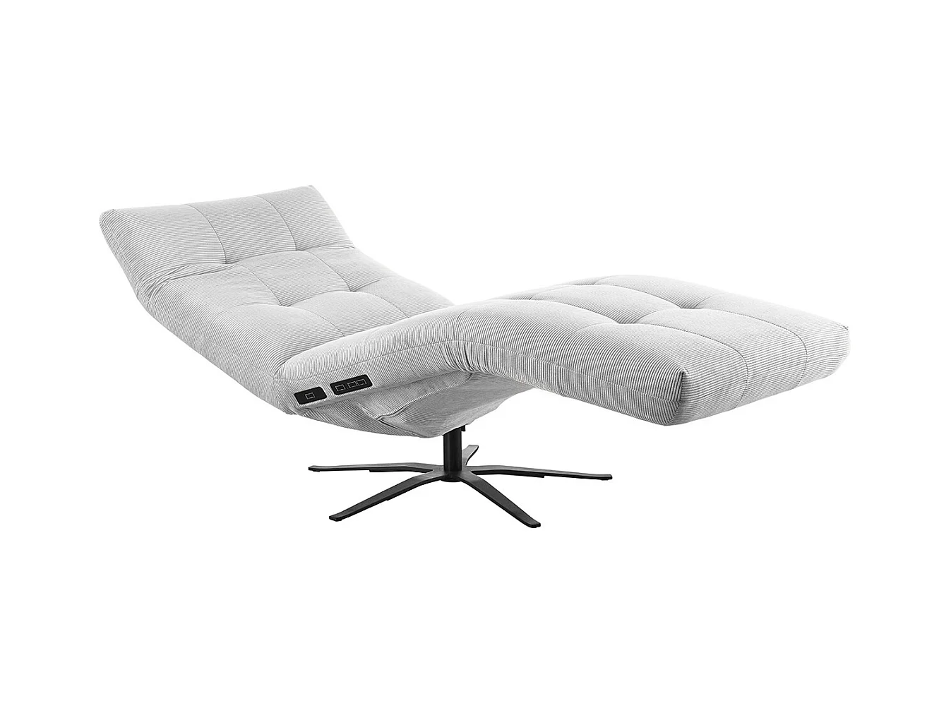 Chaise longue - argent Velours côtelé - LETICIA