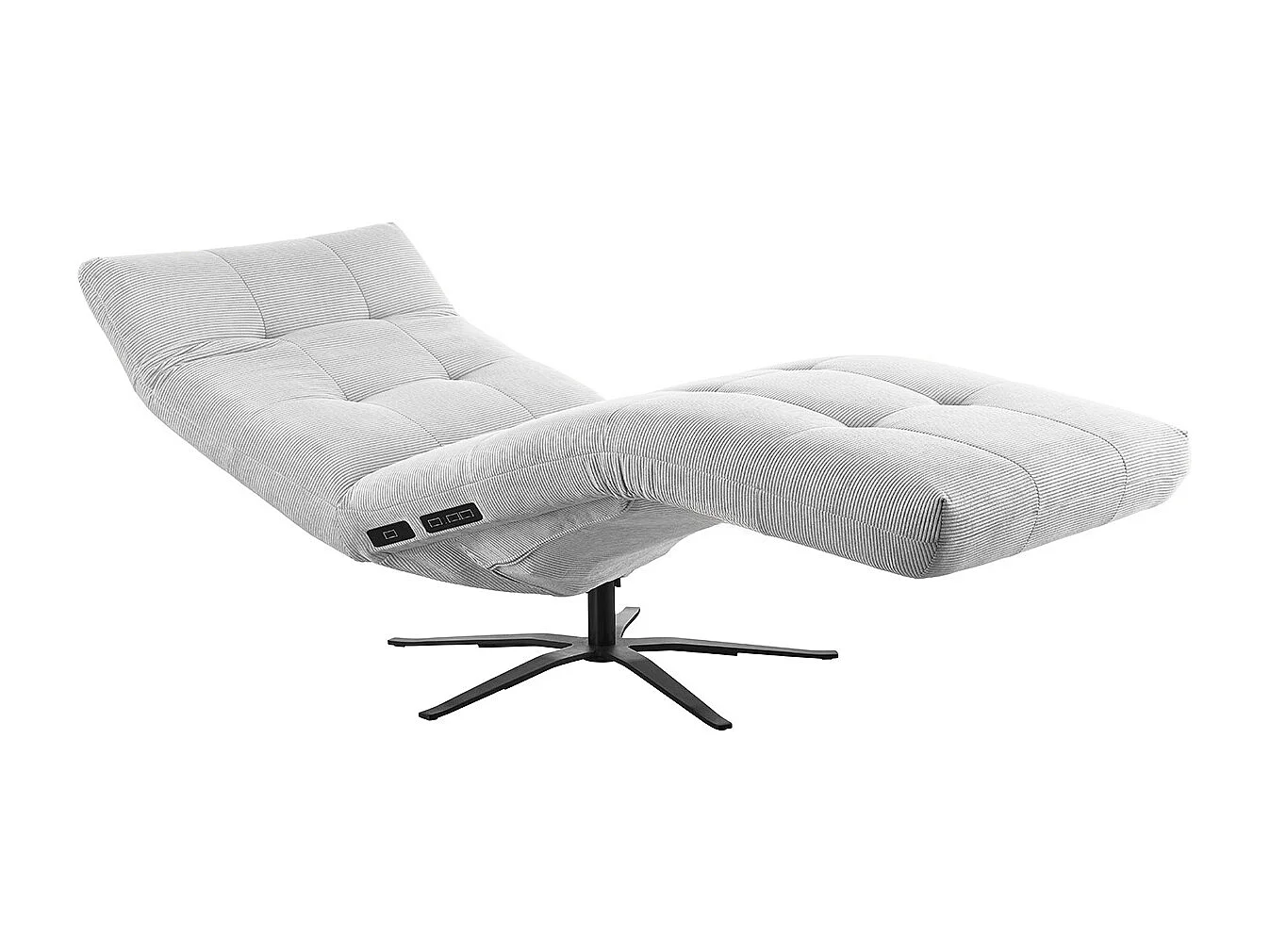 Chaise longue - argent Velours côtelé - LETICIA