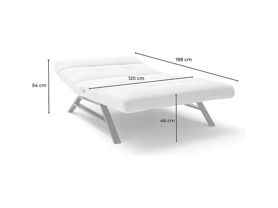 Chaise longue - beige Velours côtelé - AMERIVA