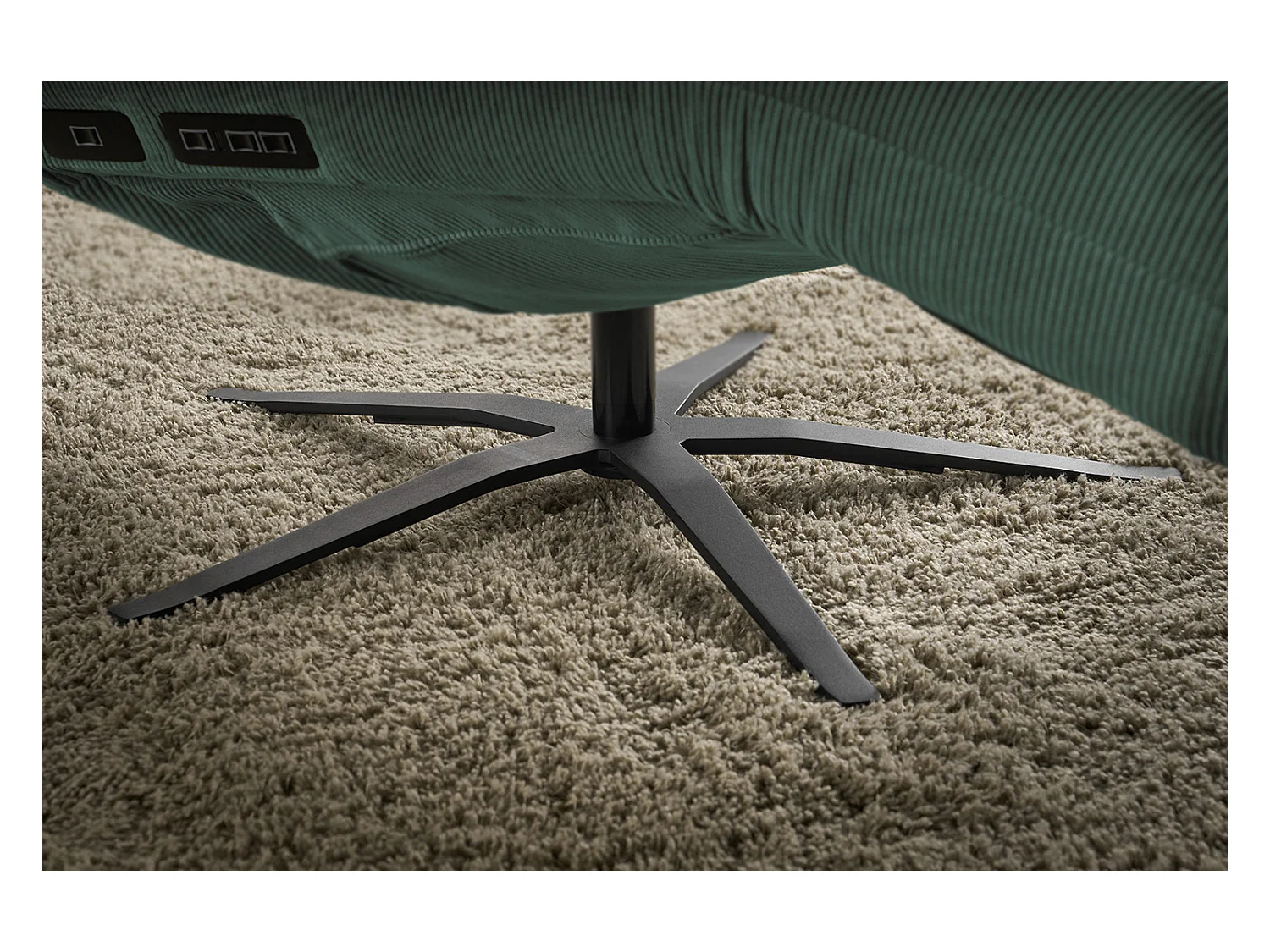 Chaise longue - vert émeraude Velours côtelé - LETICIA