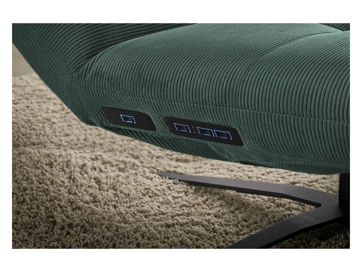 Chaise longue - vert émeraude Velours côtelé - LETICIA