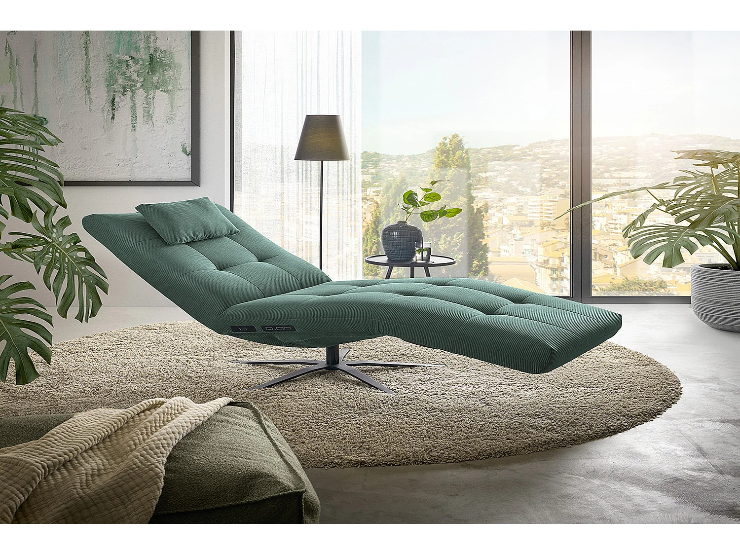 Chaise longue - verde smeraldo Velluto a coste - LETICIA
