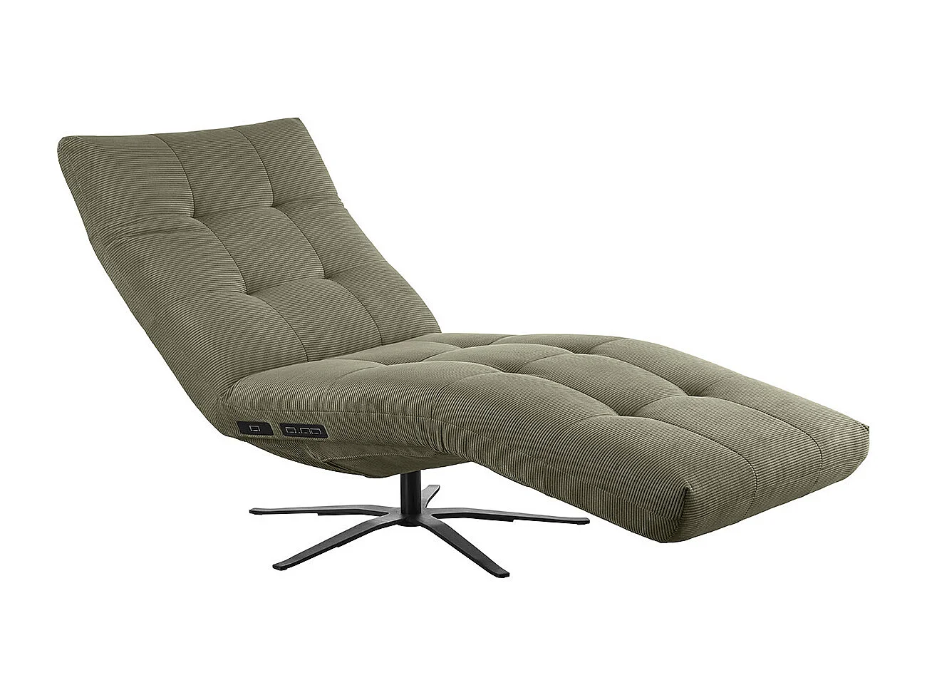 Chaise longue - Vert Velours côtelé - LETICIA