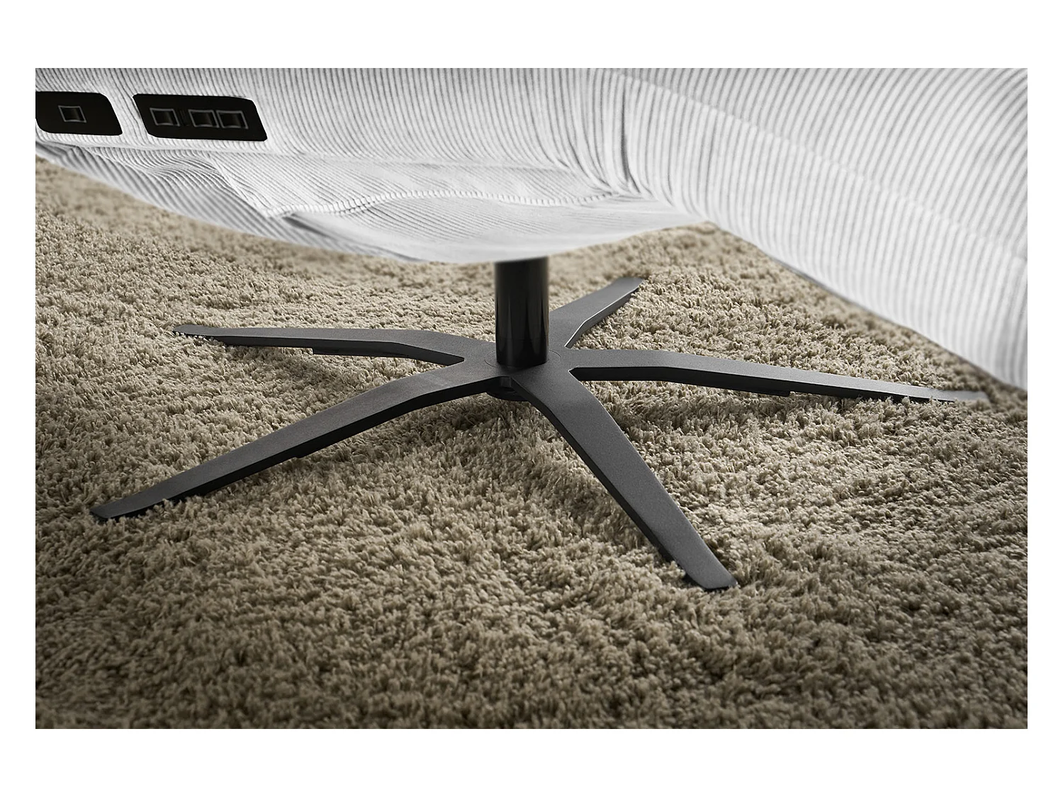 Chaise longue - argent Velours côtelé - LETICIA