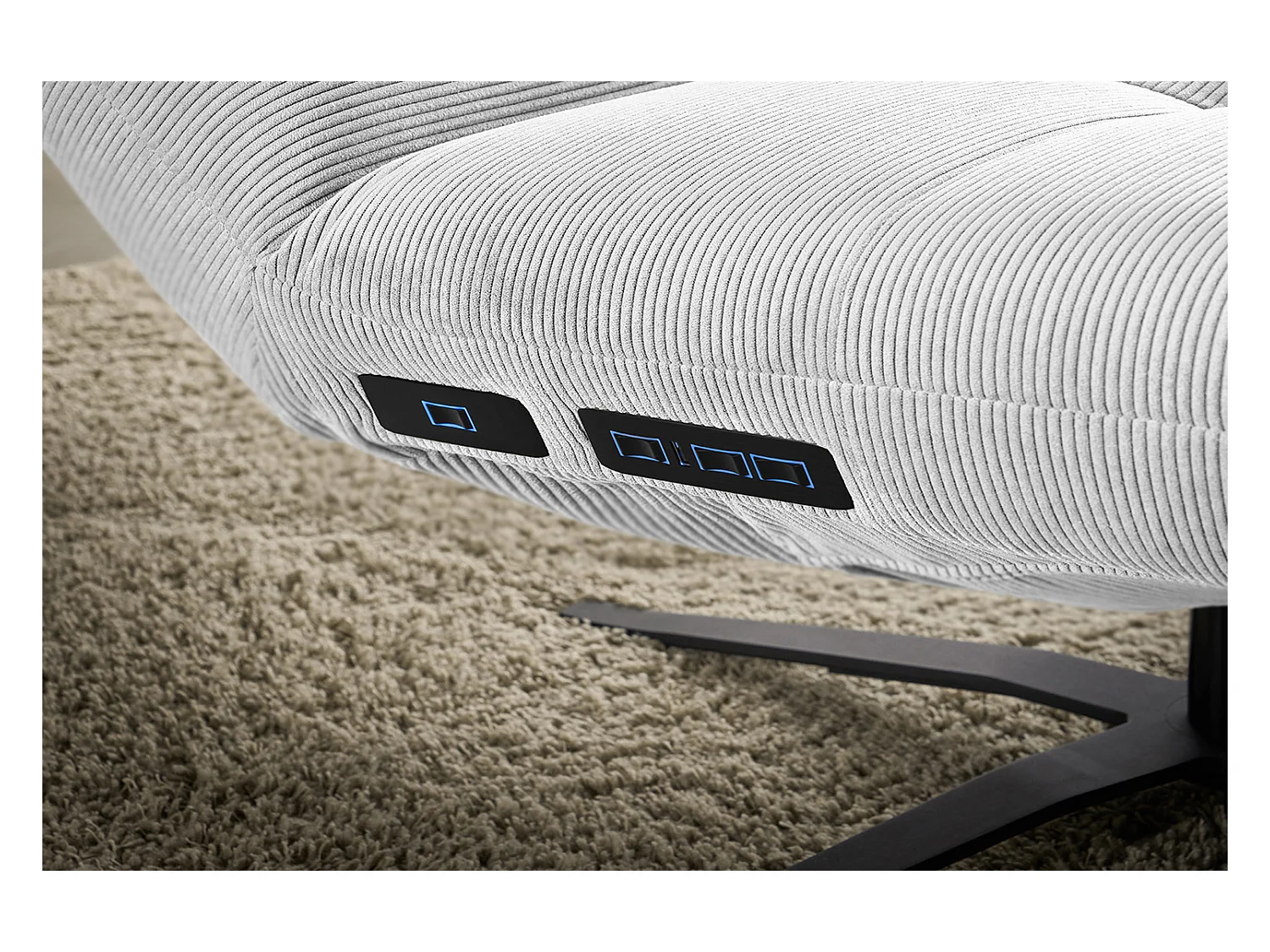 Chaise longue - argent Velours côtelé - LETICIA