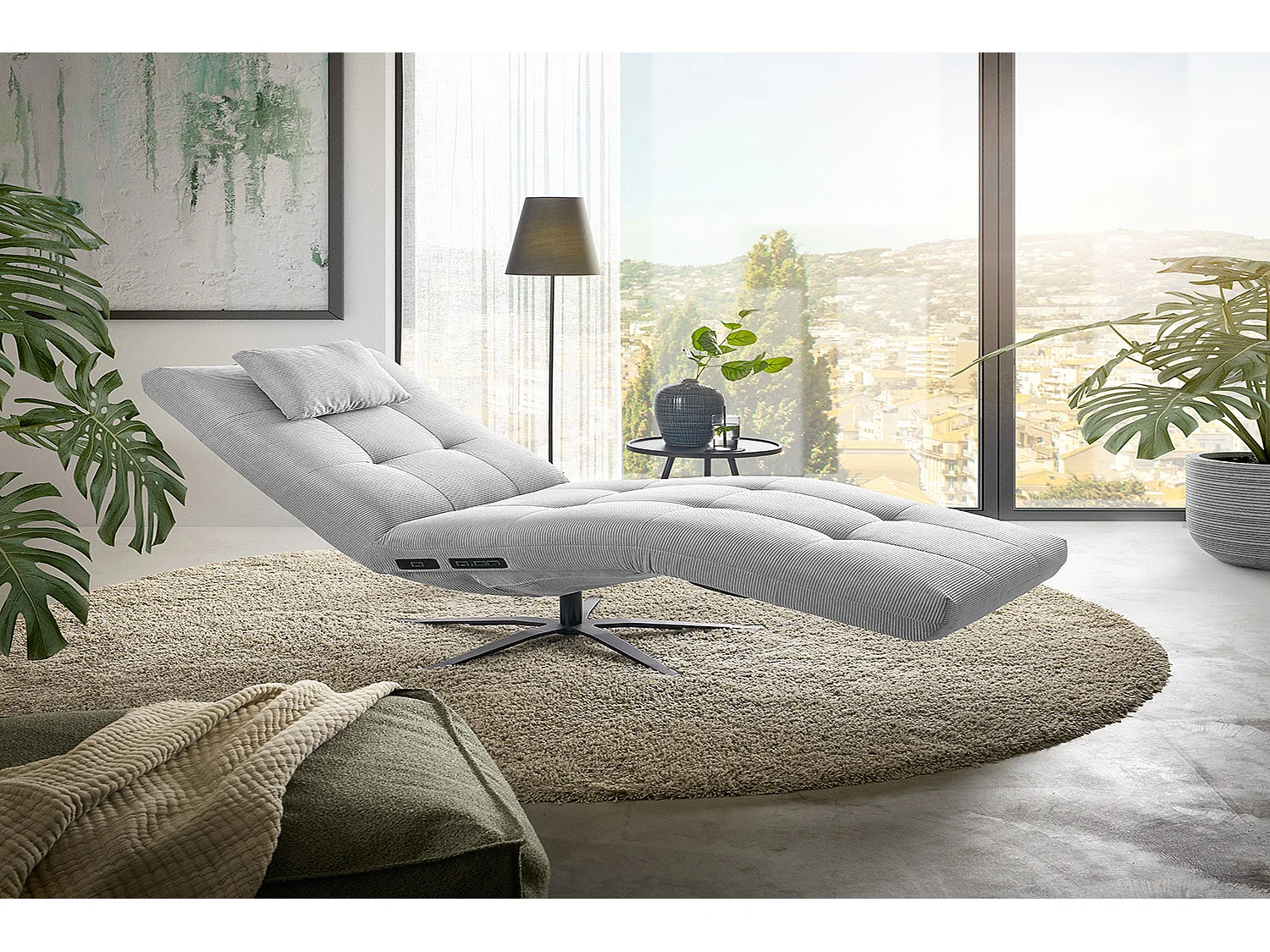 Chaise longue - argento Velluto a coste - LETICIA
