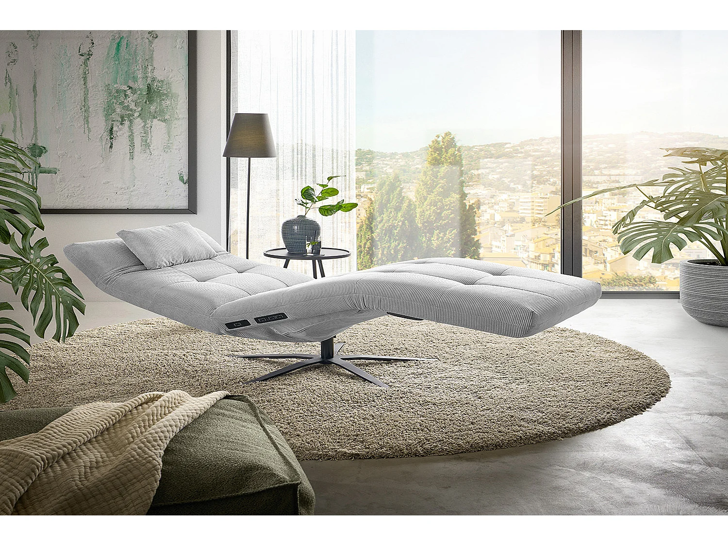 Chaise longue - argento Velluto a coste - LETICIA